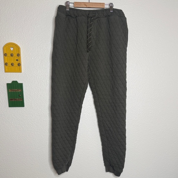 Huckberry Wellen Pull On Quilted Sweatpants Joggers Medium Organic Cotton Green - Picture 1 of 11